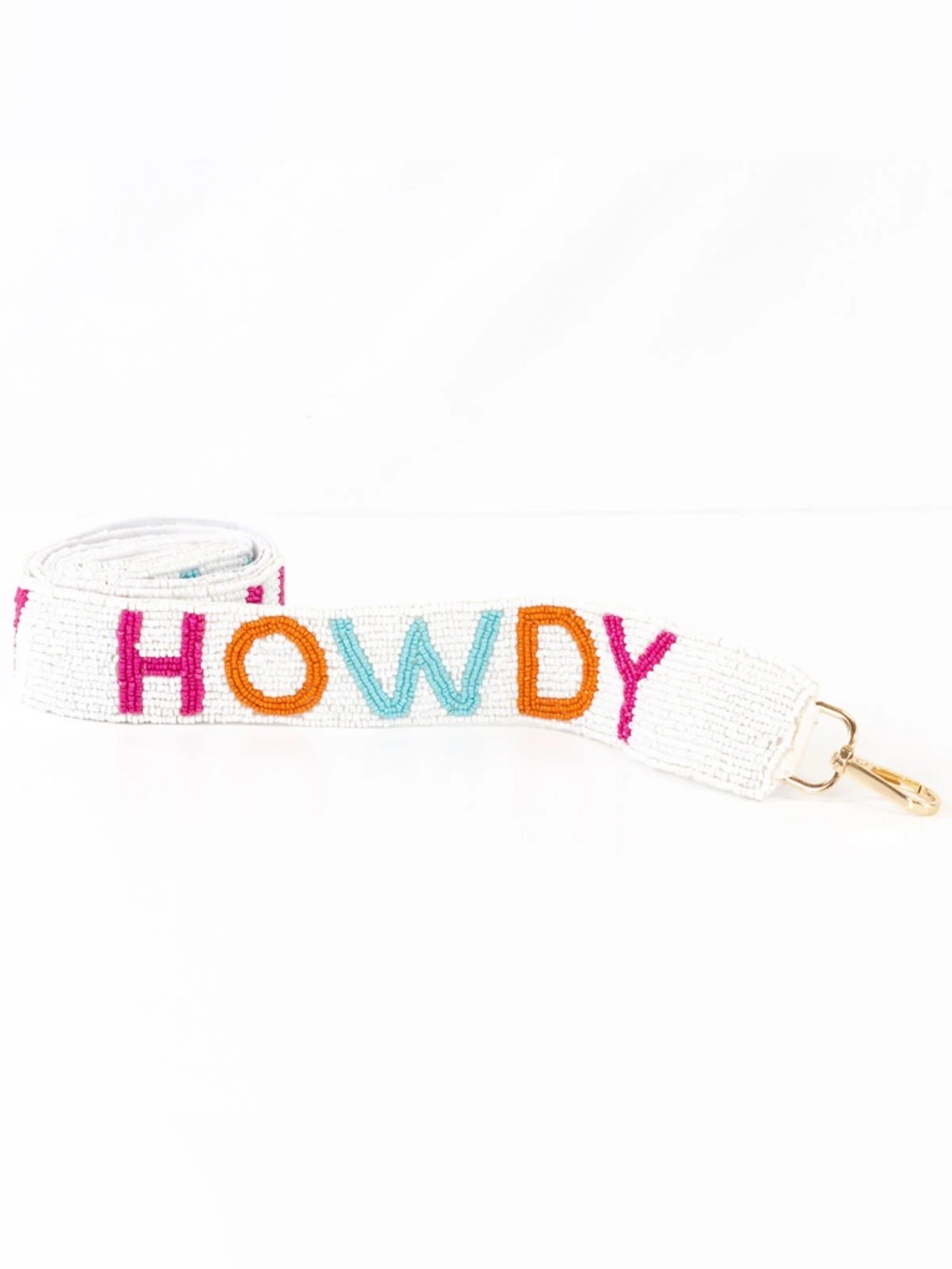 HOWDY White Beaded Purse Strap with Colorful Lettering Collegiate A&M Country